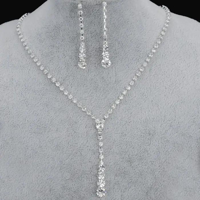 BLIJERY mode demoiselle d'honneur ensembles de bijoux de mariée pour les femmes strass cristal colli