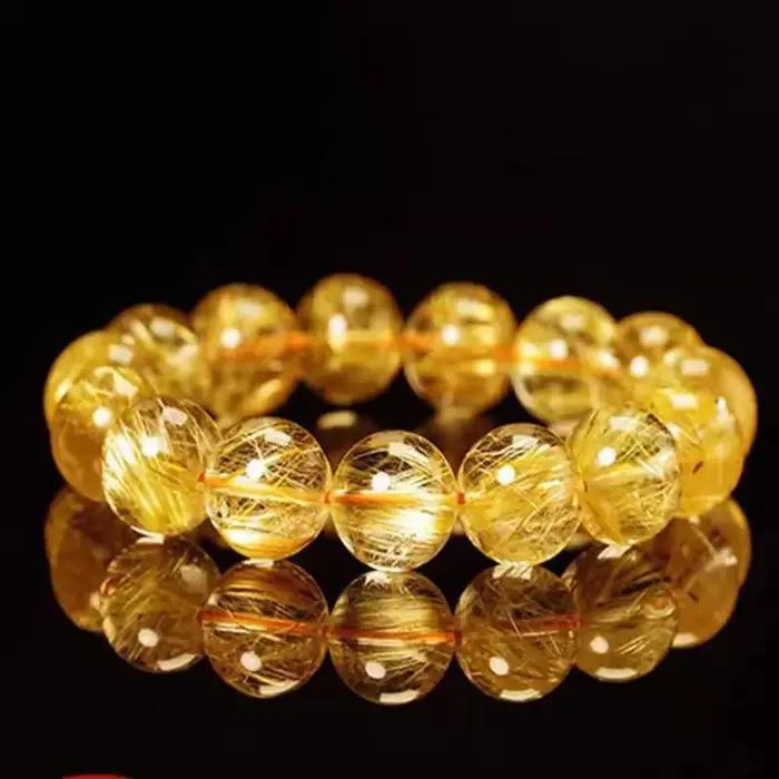 Nouveau Bracelet Perlé en Quartz Rutile Naturel 2026