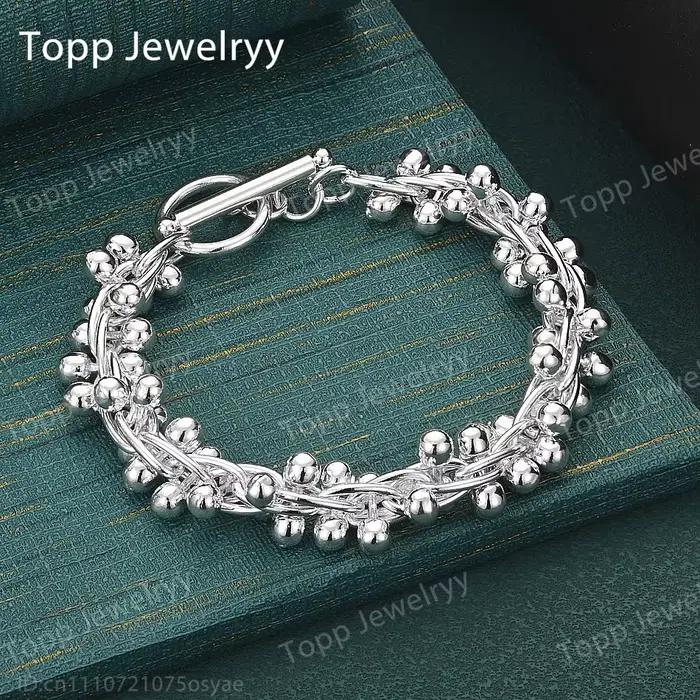 Bracelet perlé exquis en argent sterling 925, cadeau élégant pour femme, bijoux de mariage