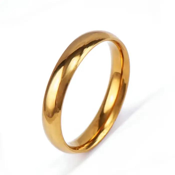 Bague à bande incurvée sphérique solide de 4mm 6mm, bijoux de Couple en acier inoxydable, anneaux simples et lisses, couleur or Rose argent, taille 4 à 10