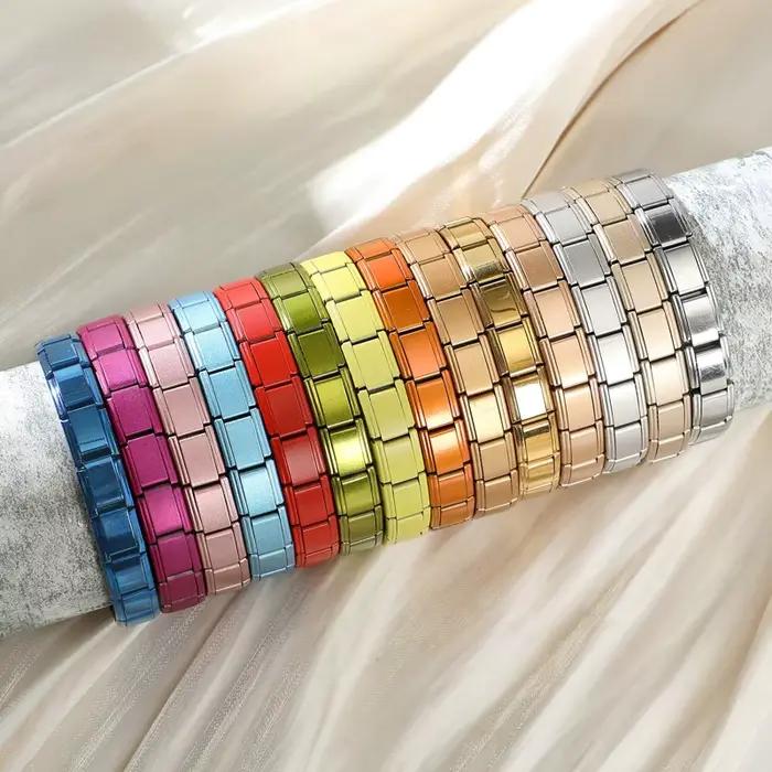 Bracelet à breloques italien pour femmes classique en acier inoxydable modules assemblés polyvalents pour différentes occasions spéciales