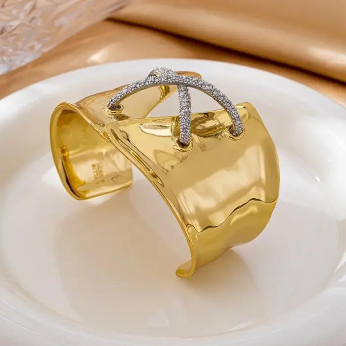 AB – Bracelet réglable bicolore en cuivre plaqué or