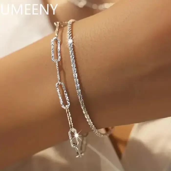 Bracelets scintillants en argent Sterling 925 pour femmes, mode coréenne de styliste, Double couche, ciel étoilé, bijoux de mariage