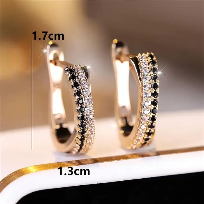 Boucles d'oreilles de luxe en pierre de Zircon noir et blanc pour femmes