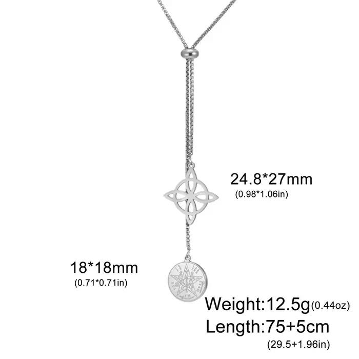 Collier Pendentif Nœud de Sorcière Wicca Tetragrammaton Pentacle pour Femme, Bijou Amulette, Cadeau,