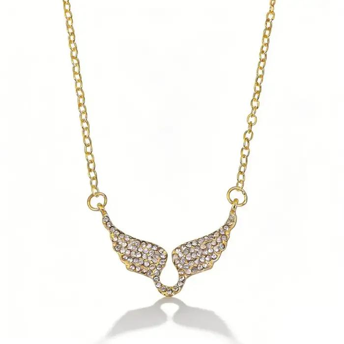 Collier Ailes d'Ange Scintillantes en Cristal, Pendentif Aile Bling, Chaîne Ras-du-Cou Tendance, Luxe Quotidien, Mariage, Ornement pour Femme, Cadeaux