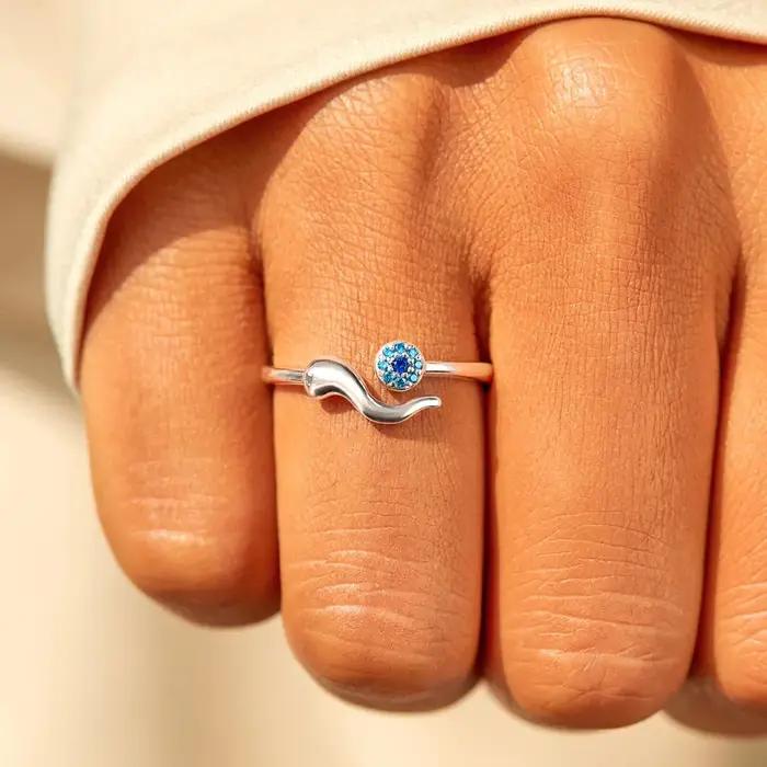 Bague de Protection contre le mauvais œil plaqué or 14 carats
