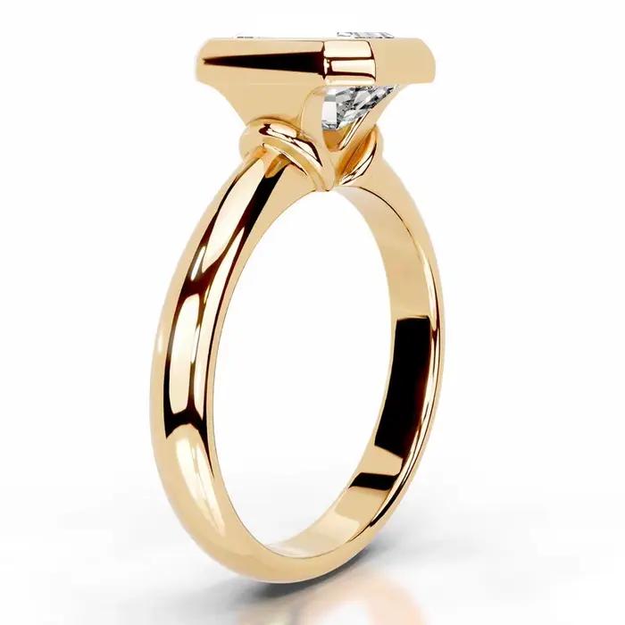 WUIHA Bague de fiançailles et de mariage en argent sterling 925 véritable avec moissanite GRA de 2 carats taille émeraude, sertie clos, bijoux fins