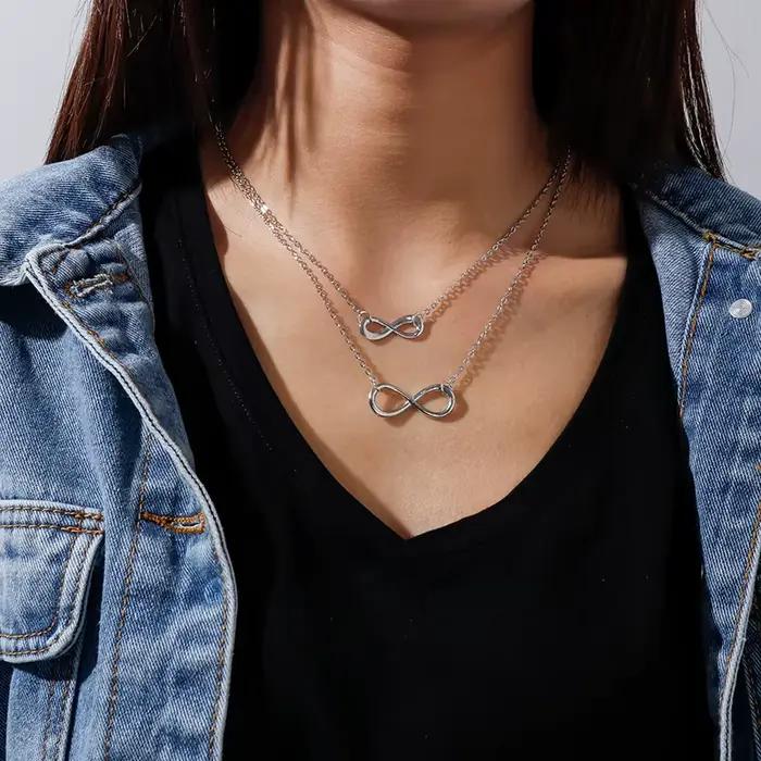 Aihua mode infini pendentif collier pour femmes or argent couleur chaînes infini symbole fête Collares bijoux sur le cou