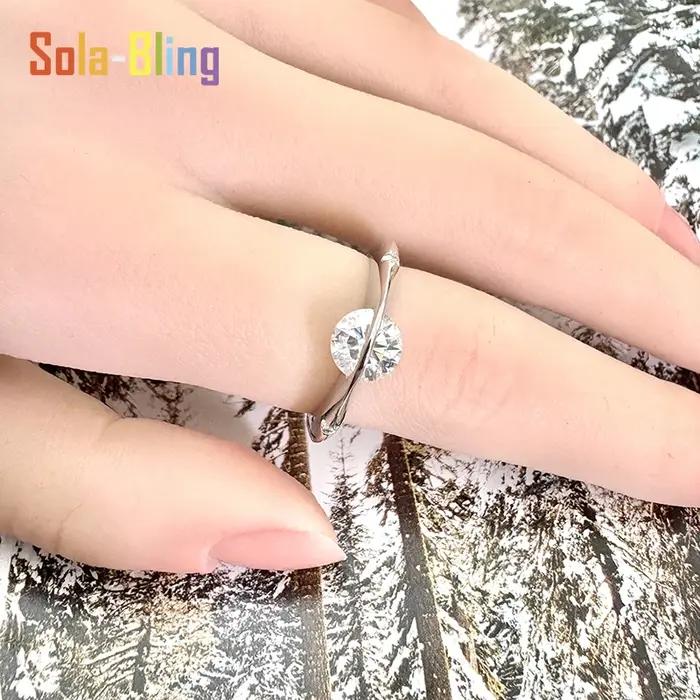 Sola-Bling 1ct Moissanite anneau 100% passe diamant testeur stylo rotatif univers étoile 925 bagues en argent Sterling pour les femmes bijoux