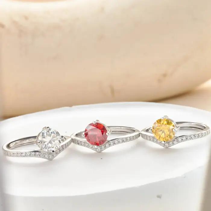 Group bague de mariage Moissanite 1 carat pour femme