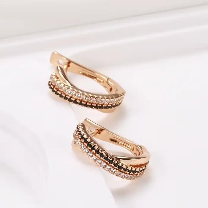 Boucle d'oreille en or véritable 14 carats pour femmes