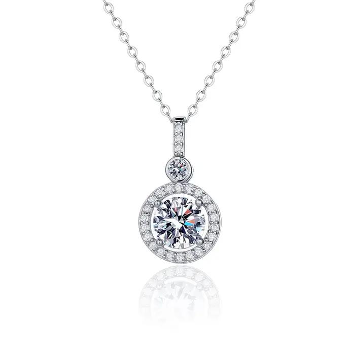 Collier pour femmes en argent sterling S925 avec diamant de laboratoire plaqué or blanc