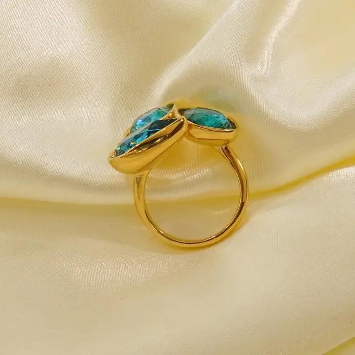 CARLIDANA bijoux de mode anneaux ouverts plaqué or 18 carats en acier inoxydable Simple multicolore bague en cristal