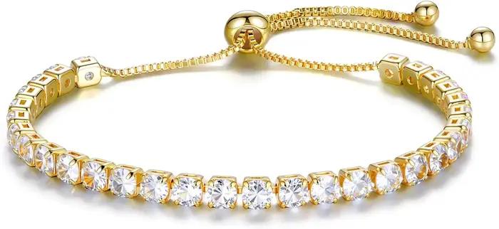 Bracelets de tennis pour femme plaqué or 18 carats 4 mm cristal de zircone réglable argent or rose b