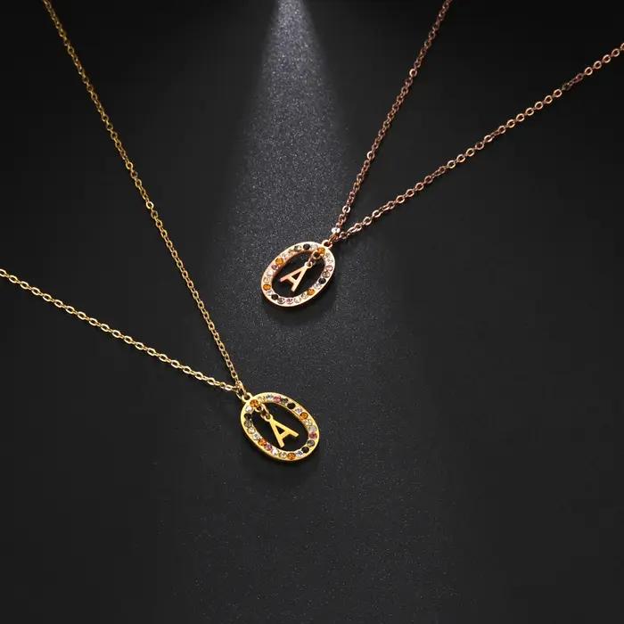 Cazador Zcompresses sur Initiale Lettre Collier pour Femmes Strass A-Z Alphabet