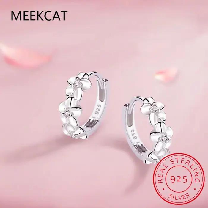 Boucles d'oreilles créoles trois roses en argent 925 pour filles et femmes, jolies boucles d'oreille