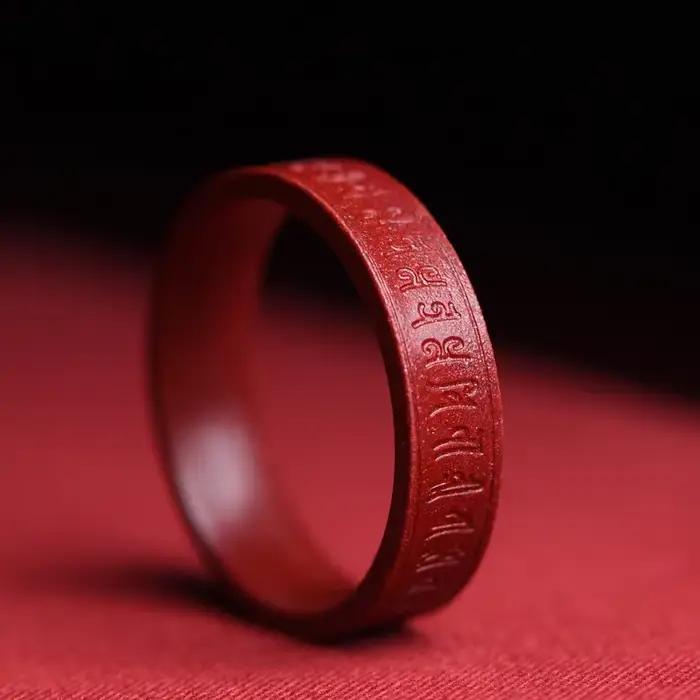 Bague Cinabre Authentique Naturelle pour Femme, Alliance de Mariage Intemporelle, Bijou de Luxe pour Occasions Spéciales, Alliances de Fiançailles Géométriques