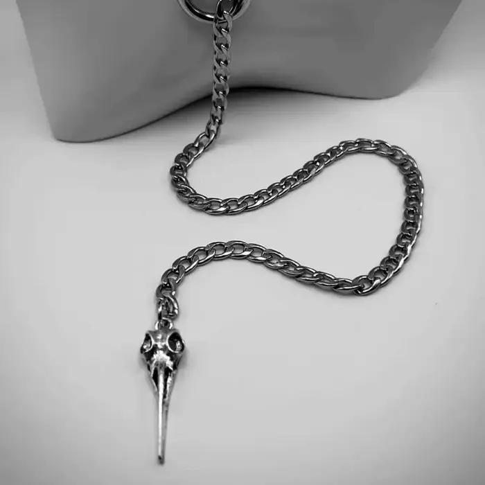 Collier pendentif en acier inoxydable en forme de Y avec crâne gothique pour femme, bijoux de costume rébellions pour fête d'Halloween, cadeaux