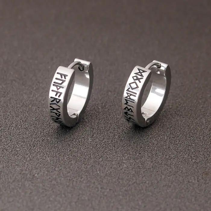 Boucles d'oreilles créoles Rune Viking pour hommes