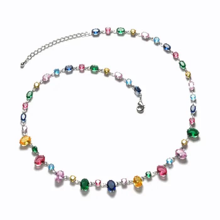 Ensemble de bijoux pour femmes, Design tendance personnalisé, couleur incrustée de zircone, collier,