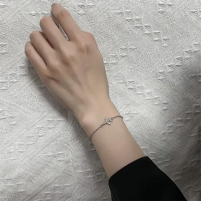 Bracelet d'avion Simple et brillant, polyvalent, à la mode, en alliage plaqué argent, accessoire de bijoux à main pour femmes