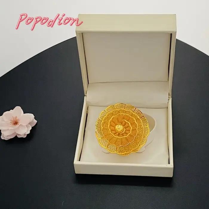 Popodion-Bague plaquée or 24 carats pour femme, Dubaï, YY10 Costumes, Nouveau