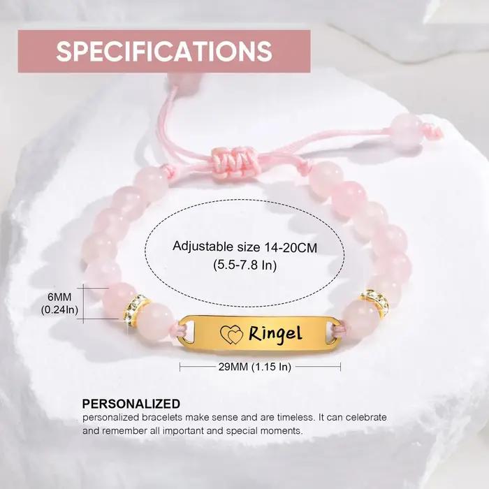 Bracelet de barre de bébé personnalisé avec pierres en forme de cercle, bracelet d'identification de nom pour filles, bracelet gravé pour bébés, bijoux personnalisables pour occasions spéciales