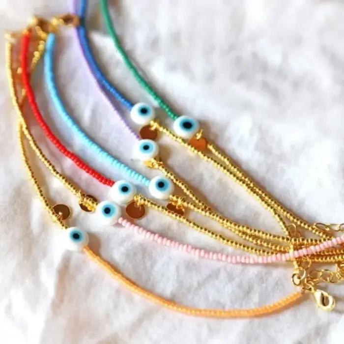CCGOOD Bracelet de Protection contre le mauvais œil plaqué or 18 carats perles Miyuki bijoux empilables pour femmes cadeau spirituel hypoallergénique