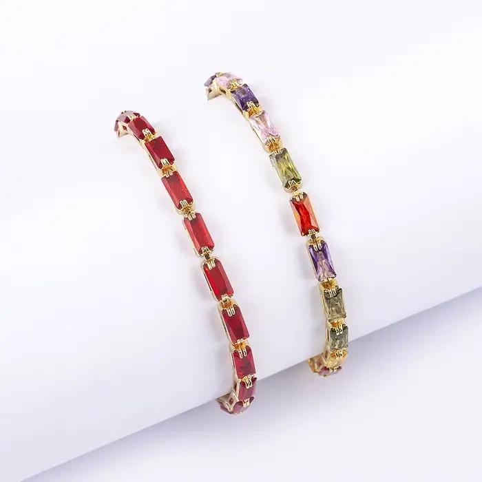 Nidin haute qualité cristal lien chaîne Bracelet pour femmes mode bijoux de mariage Pulseras mujer 7 couleurs Bracelet réglable cadeau