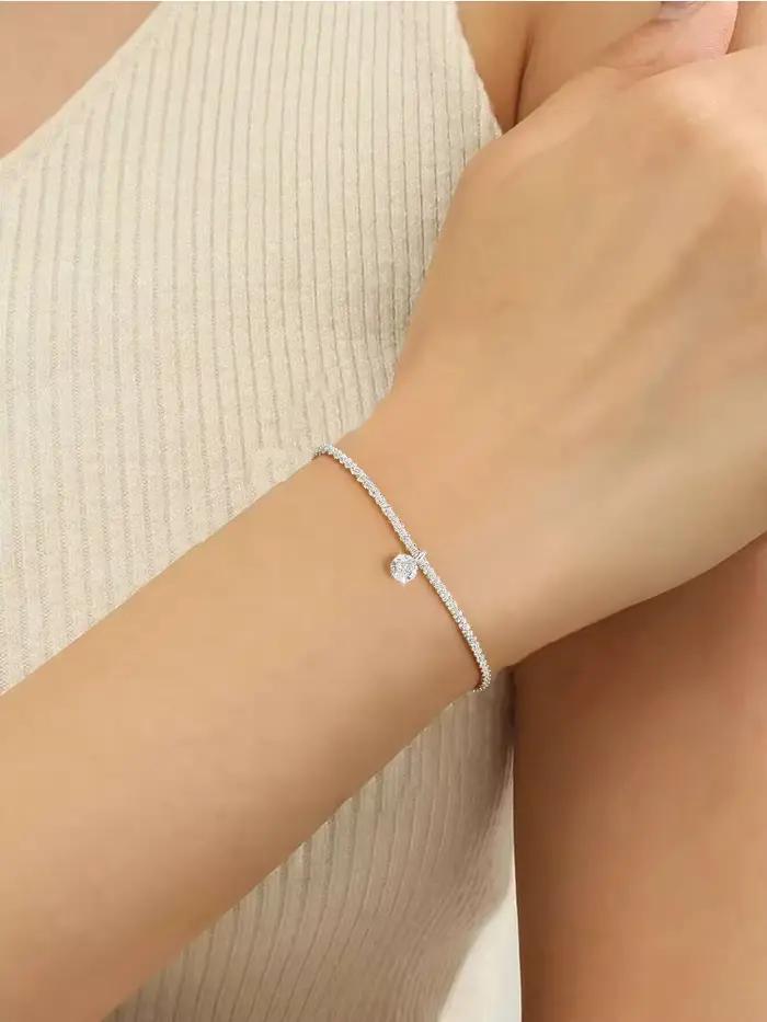 DWJ – Bracelet rond brillant en diamant Moissanite pour femmes, 0.5 Carat, en argent Sterling 925, bijoux fins de luxe pour fiançailles et mariage