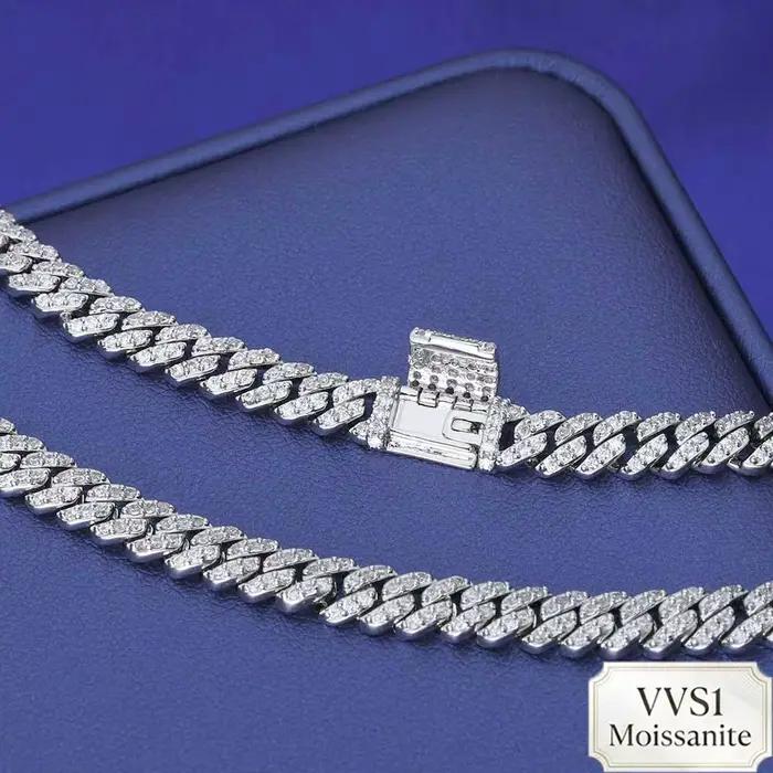 Collier cubain Nuoya 6MM à une rangée de moissanite, chaîne cubaine de luxe certifiée GRA pour hommes et femmes, bijoux raffinés