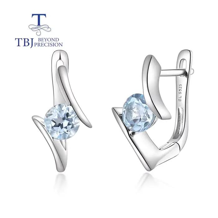 2026, boucles d'oreilles simples et élégantes en topaze bleu ciel naturel pour filles et femmes, bij