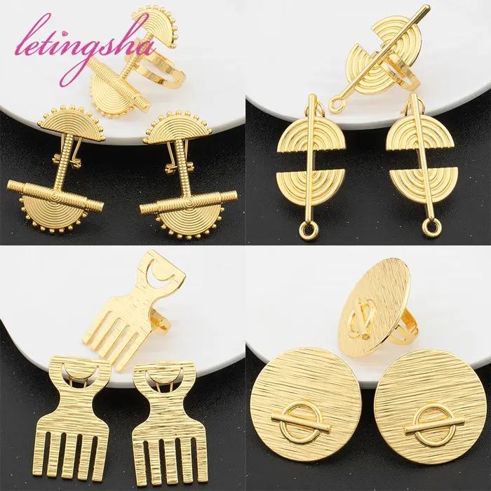 Ensemble de boucles d'oreilles et de matiques en or africain pour femmes