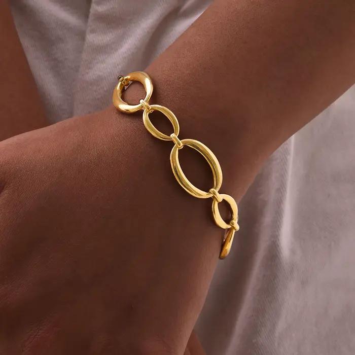 Bracelet elliptique distinctif pour femmes, Bracelets en acier inoxydable à chaîne faits à la main, cadeau de bijoux étanche à la mode