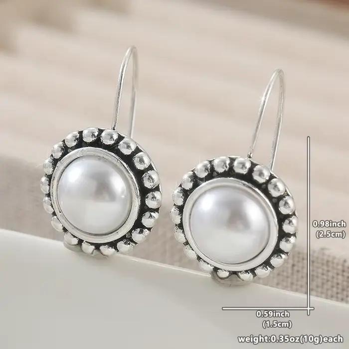 Boucles d'oreilles pendantes en perles synthétiques incrustées pour femmes