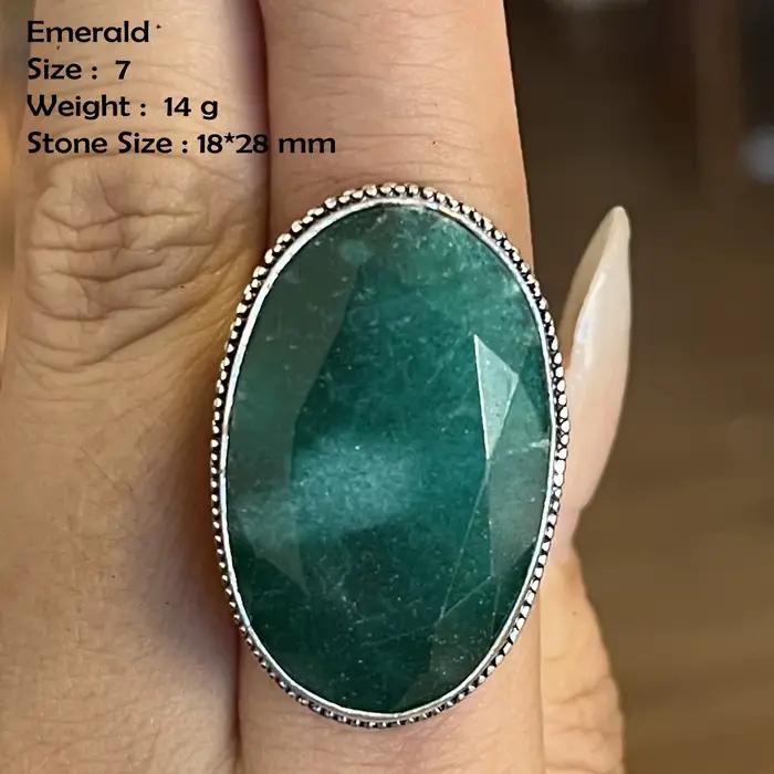 Bague en émeraudes véritables, bijoux fait à la main pour femmes, cadeau pour occasions spéciales et quotidiennes