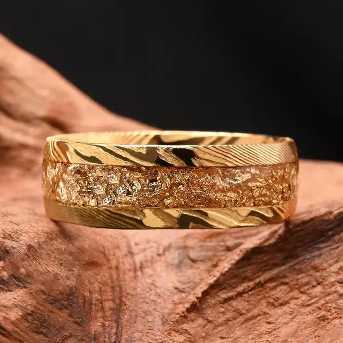Bague Damas 8mm pour homme élégante plaquée or 18 carats alliances de mariage bijoux de mode occassions spéciales