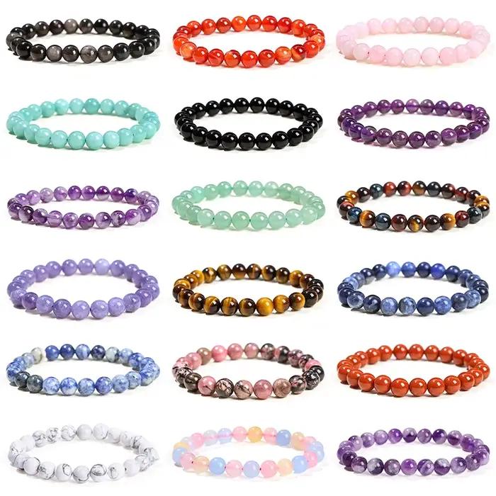 Bracelet de perles en pierre naturelle améthyste œil de tigre cristal quartz agate pierres précieuses pour femmes et hommes bijou de guérison reiki cadeau occassions spéciales