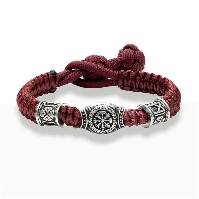 Bracelet rúnique ajustable Vantage Norse Viking pour hommes et femmes, bijou à la mode en paracorde tressée, amulette géométrique, bracelet de survie avec suivi de la santé et rappels