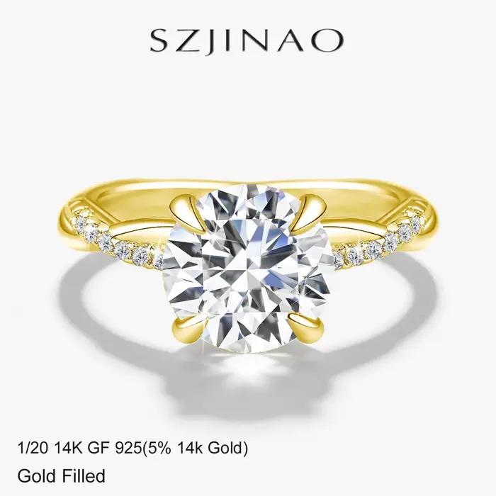 Bague solitaire torsadée en moissanite ronde 2 carats Au585