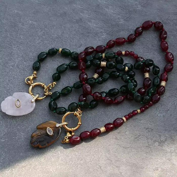 Collier de perles en pierre naturelle fait à la main, élégant, Style européen et américain, bijoux de fête, orné à la main du bouddha