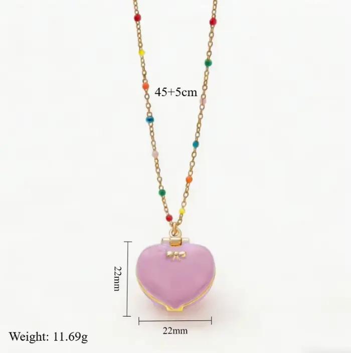 Collier pendentif en or rose avec boîte à phases ouvrable pour femme, design pentagramme cœur mignon et original, cadeau idéal