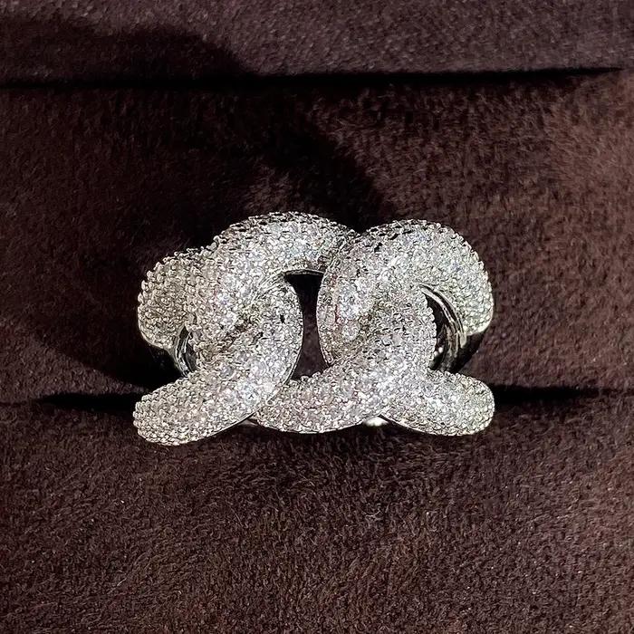 Infinity Zircon bague couleur argent fête mariage