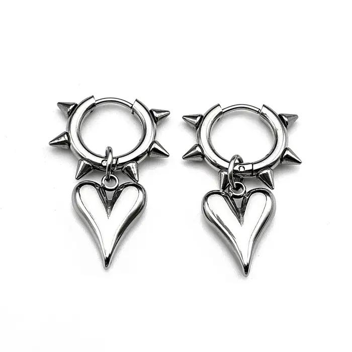 Boucles d'oreilles créoles asymétriques Cœur Éclair