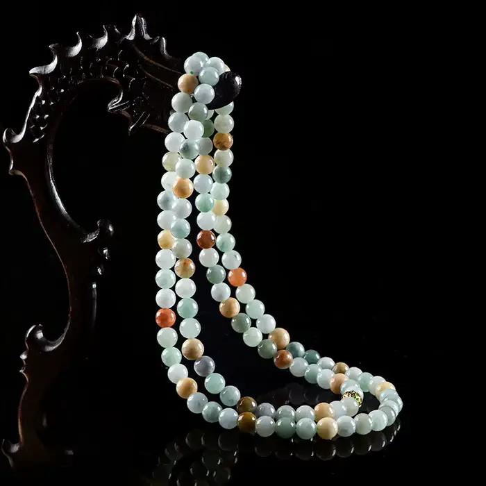 Jadéite naturelle du Myanmar pour hommes et femmes, collier de perles rondes colorées, perles de diversification de la glace, bijoux de pull, vente en gros, qualité A