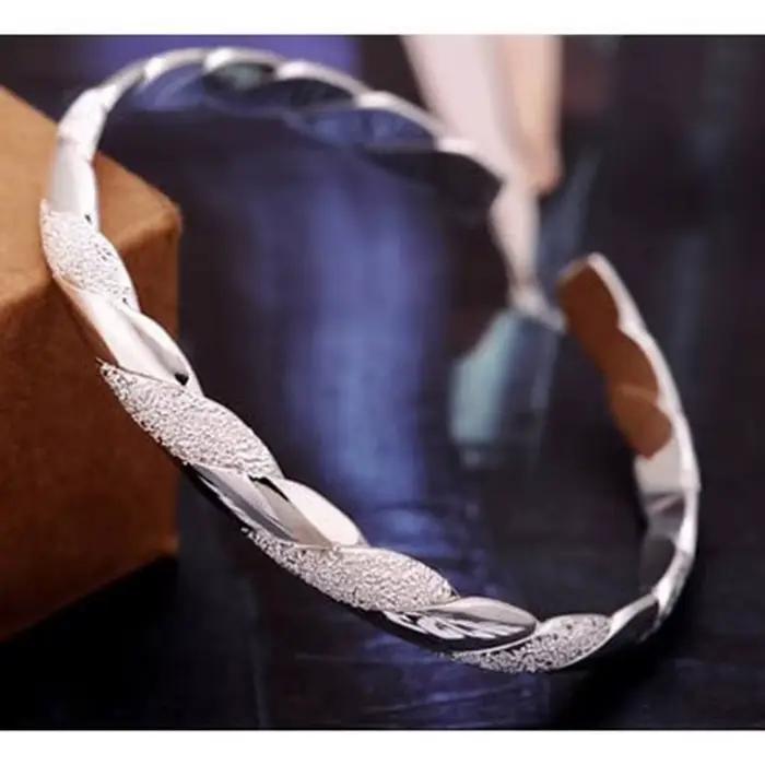 Bracelet jonc rond tendance en argent sterling 925, grand jonc simple pour femme, cadeau bijoux - Nouvelle collection