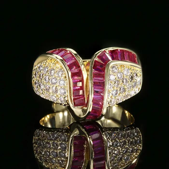 Bague Vinregem en saphir et zirconium vintage pour femmes, alliance de mariage, bijou pour soirées et célébrations spéciales