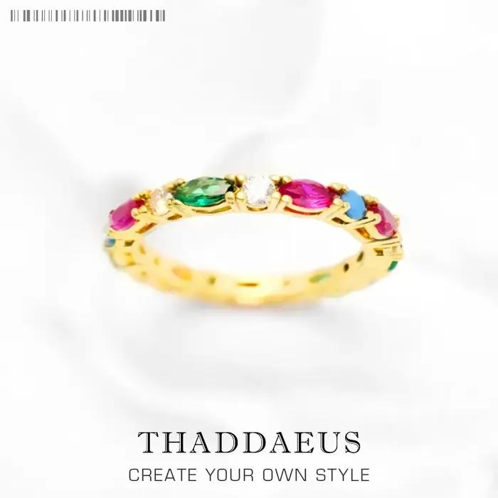 Bague en pierres colorées de couleur or, bijoux fins Glam de Style européen pour femmes, cadeau en a