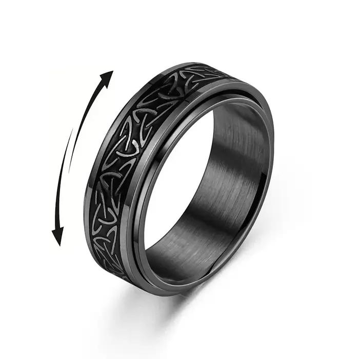 Anneau de Rune Viking à Nœud Celtique en Acier Inoxydable pour Hommes Anti-Stress Occasions Spéciales